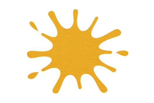 Vibrant yellow paint splatter with irregular edges, resembling artistic splash. texture appears textured, adding dynamic and creative feel to image png