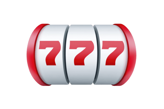 Slot machine reel displays three red sevens, symbolizing jackpot win. design is simple and vibrant, with focus on luck and gambling excitement png