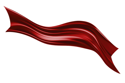 Flowing red ribbon with glossy texture and dynamic curves creates sense of movement and elegance against transparent background png