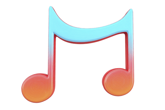 Colorful, stylized music note with gradient of blue to orange, symbolizing creativity and harmony. design is modern and vibrant, perfect for music related themes png