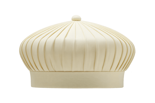 Cream colored pleated hat with rounded top and smooth band, showcasing elegant craftsmanship and classic design png