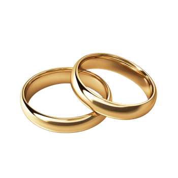 Dual Gold Wedding Rings isolated on transparent background png