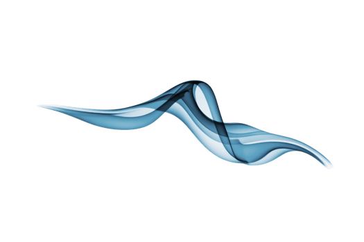 Dynamic, abstract blue wave design with smooth curves and transparent layers creates sense of fluidity and motion. elegant form is visually striking against transparency background png