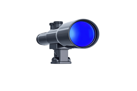 Sleek, modern telescope with blue lens, designed for stargazing and astronomical observations. compact design and adjustable mount make it ideal for both beginners and enthusiasts png