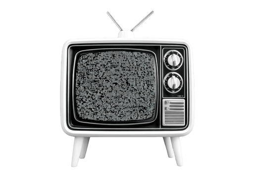 Vintage television with static on screen, featuring retro design with dials and antenna, evokes nostalgia. classic style and monochrome display highlight its historical charm png