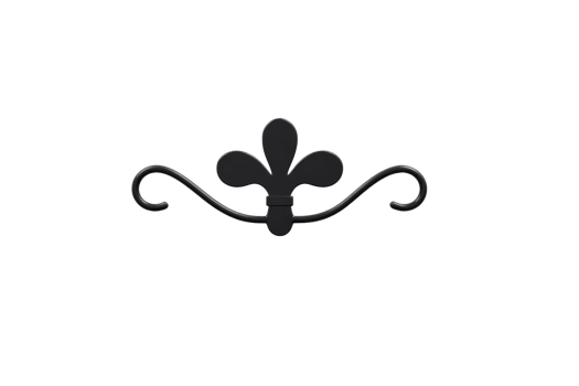 Decorative black flourish design with central floral motif and elegant curves, perfect for adding touch of sophistication to invitations or stationery png