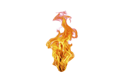 Vibrant, dynamic flame with swirling orange and yellow hues dances against transparent background, evoking warmth and energy. fire fluid motion captures sense of movement and intensity png