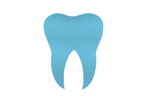 Blue tooth icon with simple, clean design, representing dental health or dentistry. icon is isolated on transparency background, emphasizing its shape and color png