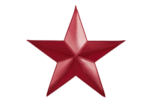 Shiny red five pointed star with metallic texture, often used as decorative element or symbol. star vibrant color and sleek design make it eye catching and versatile png