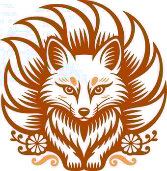 Kitsune Fox Spirit with Nine Tails vector