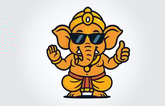 Ganesha Mascot Cartoon Character Logo Template vector