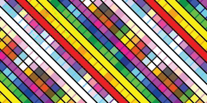Vibrant Rainbow Pixelated Squares Abstract Background Pride Month LGBTQIA Art vector