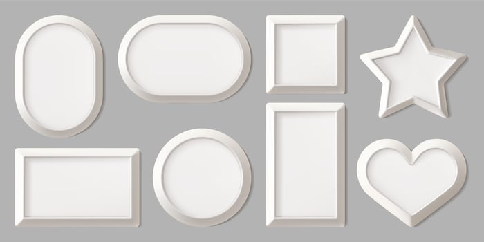 various white photo frames vector