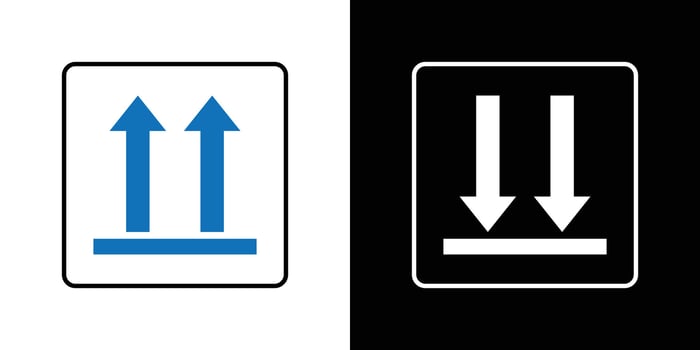 Up and Down Handling Symbols for Package Orientation. vector