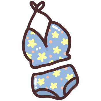 Kawaii Floral Bikini Swimsuit Illustration png