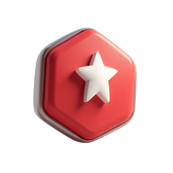 Red Hexagonal Badge with White Star Symbol png