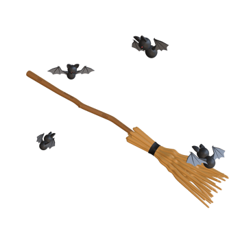 Halloween Witch Broomstick with Bats png