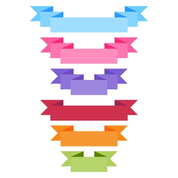 A colorful flat ribbon banners with 3D style set vector