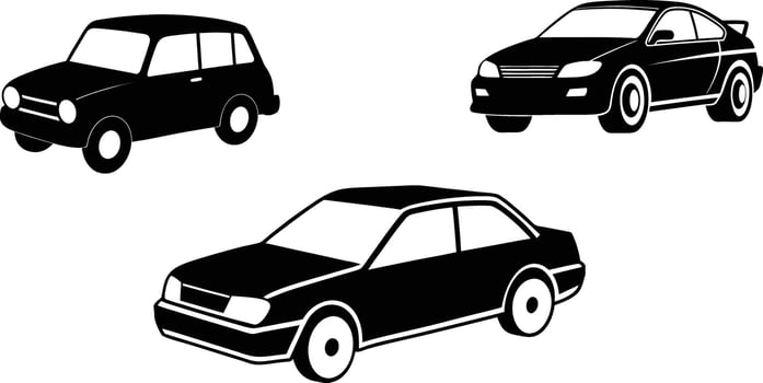 Black Car Silhouette Set for Automotive Design vector