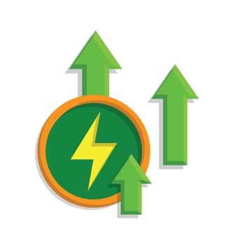 sustainable icon. green energy and up arrow. reuse, eco-friendly energy, zero emission, green energy, eco-friendly concept.ja vector