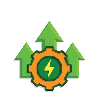 sustainable icon. green energy and up arrow. reuse, eco-friendly energy, zero emission, green energy, eco-friendly concept.koj vector