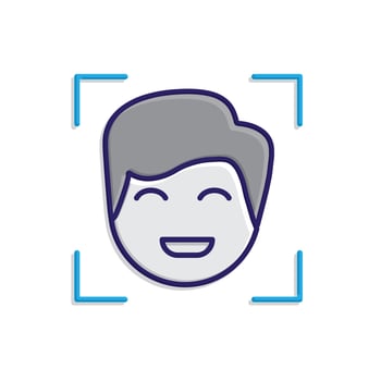 Automation icon. AI Face Recognition symbol. Face with detection box. depicts technology, future, artificial intelligence44 vector