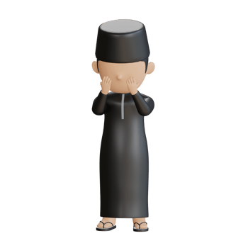 3D Cartoon Muslim Boy Praying Calmly png
