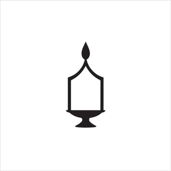 A black and white icon of a candle on a table vector