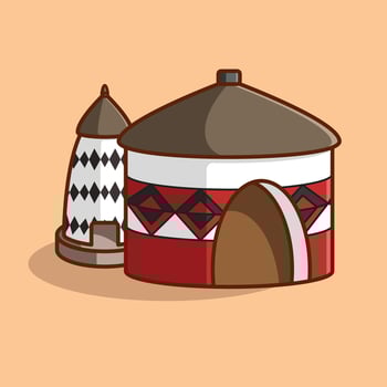 Simple Painted House of Bolgatanga cartoon illustration Collection of Traditional House concept icon isolated vector