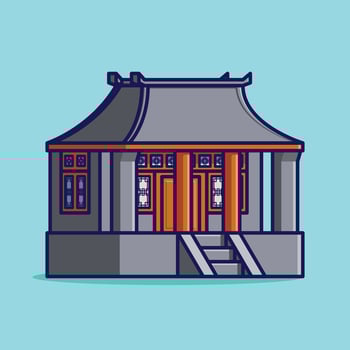 Simple Traditional Chinese Courtyard House cartoon illustration Collection of Traditional House concept icon isolated vector