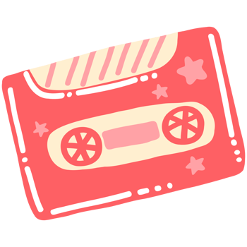 Kawaii Pink Cassette Tape Illustration png