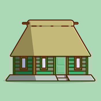 Simple Traditional Fijian Hut cartoon illustration Collection of Traditional House concept icon isolated vector