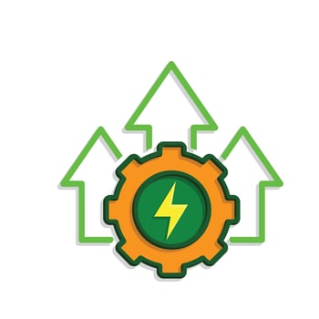 sustainable icon. green energy and up arrow. reuse, eco-friendly energy, zero emission, green energy, eco-friendly concept.y vector