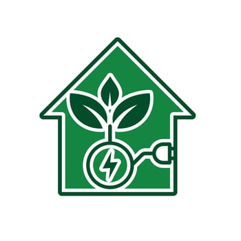 sustainable icon. green energy inside the house. energy source or resource office, eco-friendly energy, electricity symbol.r vector