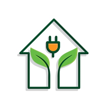 sustainable icon. green energy inside the house. energy source or resource office, eco-friendly energy, electricity symbol3 vector