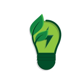 sustainable icon. green energy with light. energy source. resource office, eco energy, electricity symbol2 vector