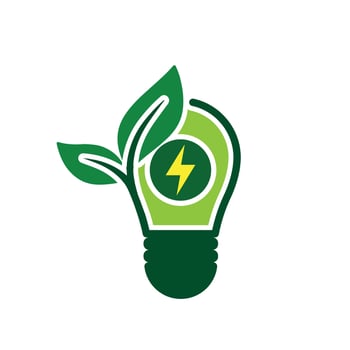 An image of an energy light bulb with a green leaf vector