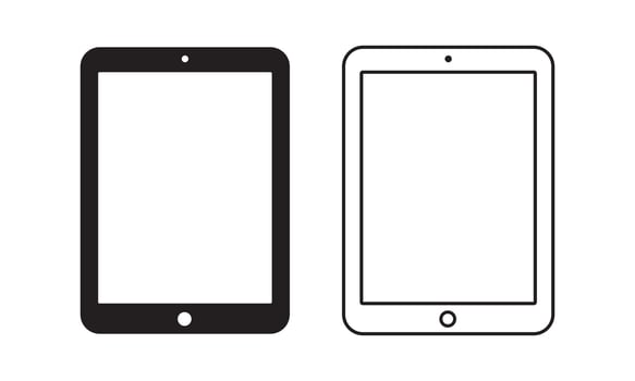 Tablet Silhouette and Line Art Icon vector