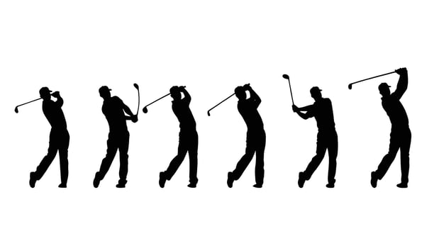 Dramatic Silhouettes of Golfers in Action Powerful Swings on a Sunny Golf Course - Professional digital artwork with vibrant colors and detailed composition vector