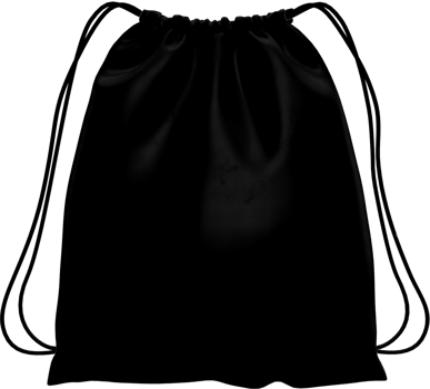 black drawstring bag on transparent background png