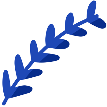 Flat blue leaf branch clipart illustration png