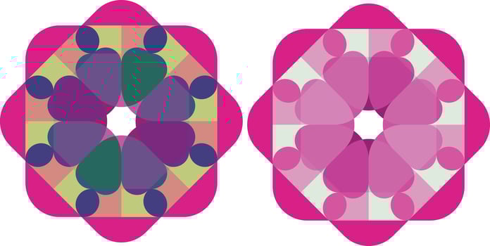 Pink and purple abstract geometric floral designs vector