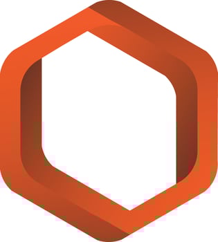 Abstract orange hexagon frame design for graphics vector