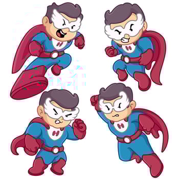 Chibi Superhero Mascot Action Collection vector