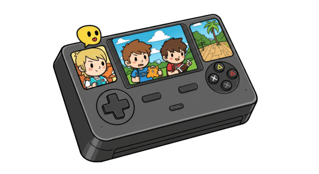Cartoon Portable Gaming Console Sticker Illustration png