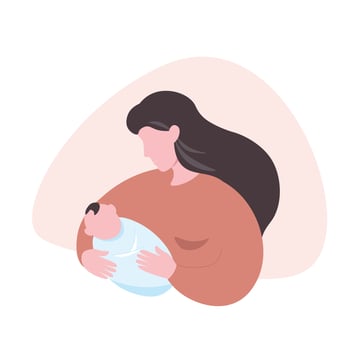 Mother cradling baby in arms vector