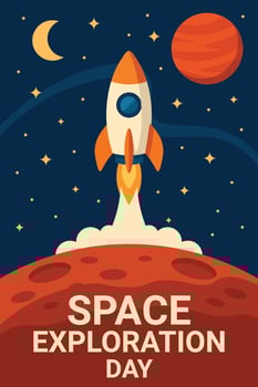 Space exploration day illustration vector