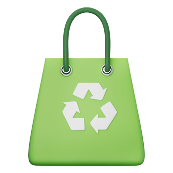 3D shopping bag recycle concept with green eco design for business, sale, discount, purchase finance shop retail brand market online consumer sustainability. transparent background 3d illustration. png