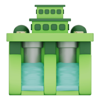 Hydroelectric dam generates, clean energy, water turbines, supporting renewable power, electricity generation, eco solutions for sustainability. Transparent background, 3d illustration. png