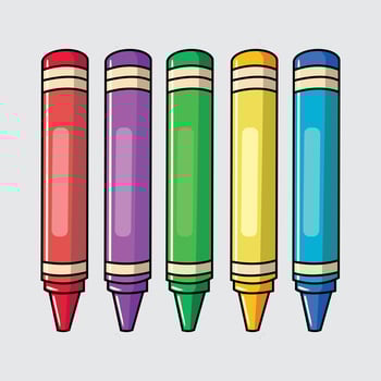 colorful crayons in various shades vector